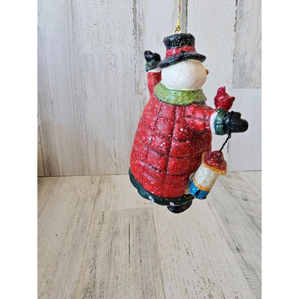 Jointed snowman birdhouse Cardinal red‎ ornament Xmas tree